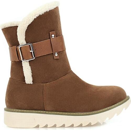 Kmeioo 2020 Hot style snow boots Metal Buckle platform round toe Winnter Women Shoes