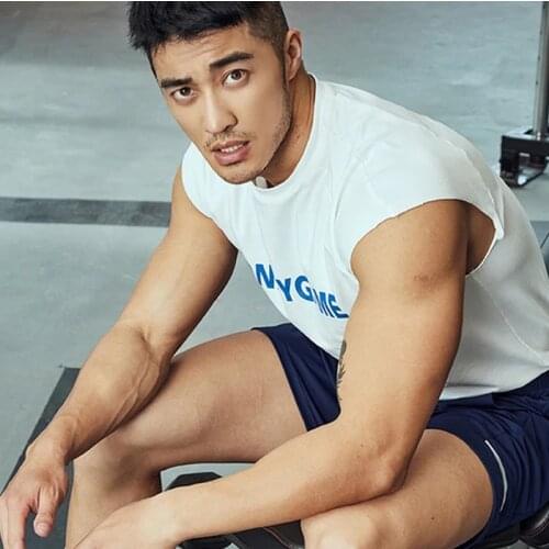 New Fitness Vest Summer Gym Mens Muscle Work Out Quick-Dry Exercise Tank Top Fashion Round Collar Cotton Bodybuilding Male Vest