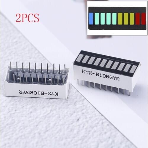 2Pcs 10 Segment Full Color LED Bargraph Light Display Module Ultra Bright Red Yellow Green Blue Integrated Circuits hot