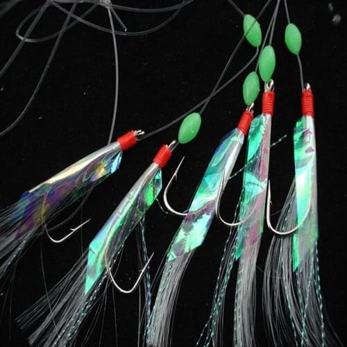 5 Packs/Lot New Sabiki Soft Fishing Lure Rigs Bait Jigs Lure Soft Lure Worn Fake String Crystal Barbed Hook Fishing Lures