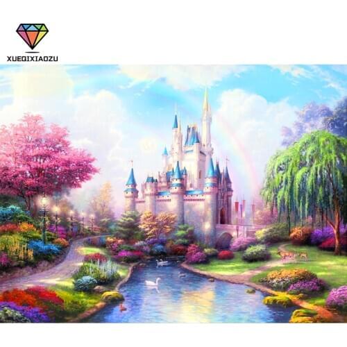 5D Full Round Diamond Painting "cartoon Castle" Childrens Room Painting Cross Stitch DIY Furniture Decoration Gift BXG53