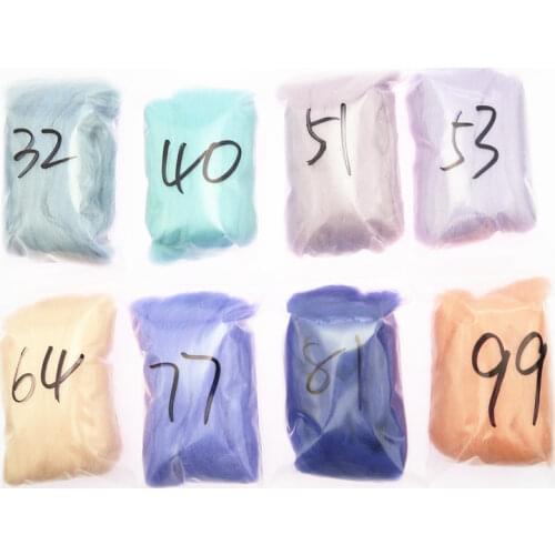 8 Colors Light Series Felting Wool Fibre Flower Animal Wool Roving Needle Handmade Spinning DIY Craft Materials 2g/5g/10g/bag