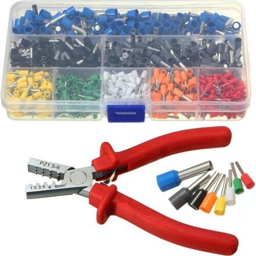 800pcs Cable Wire Terminal Connector with Hand Ferrule Crimper Plier Crimp Tool Kit Set AWG 10-23