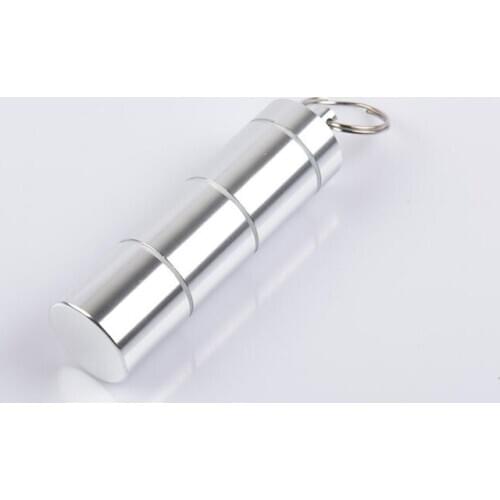 50pcs/lot Aluminum Portable WaterProof Pill Box 4 Layer Keyring Tablets Medicine Container Pill Box Key Chain Drug Holder