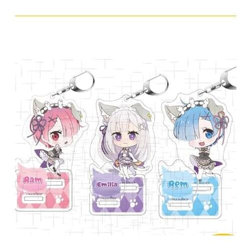 Anime Re Zero Rem Ram Beatrice Emilia Acrylic Stand Model Figure Keychain Bags Pendant School Bag Charm Decor Cocplay Q Version