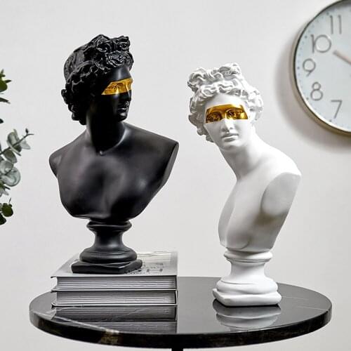 Europe Style Black White Apollo Model Statue Home Decoration Accessories Modern David Art Abstract Sculpture Living Room Decor