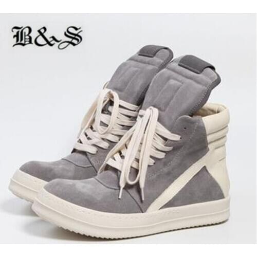 Black& Street 20ss customized Handmade Gray/Black/Brown suede Leather lace up trainer Sneaker Boots
