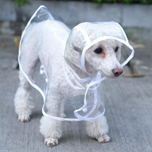 Dog Pet Raincoat Transparent Hooded Waterproof Pet Clothes Clothing Easy Jacket Dress Three Colors Good Quality