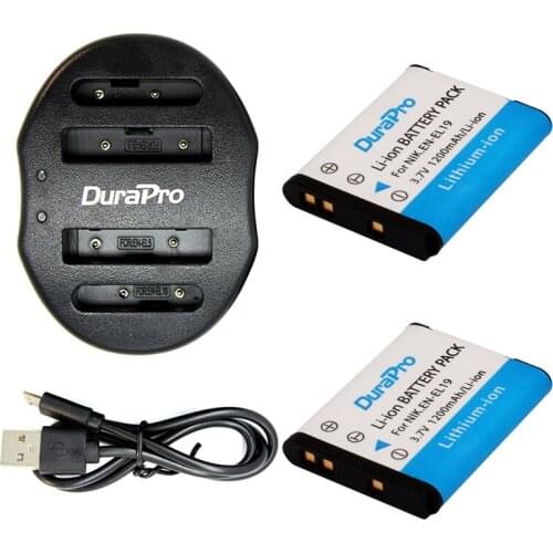 EN-EL19 1200mAh ENEL19 Battery + USB Dual Charger for Nikon S100 S2500 S2600 S3100 S6400 S4100 S4150 S3300 S4300