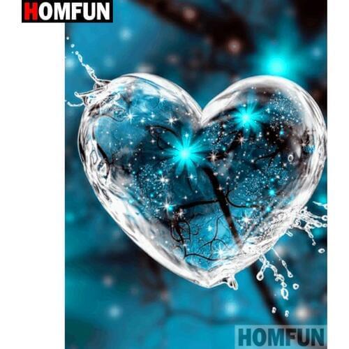 HOMFUN Full Diamond Embroidery "Water heart" Diamond Painting Cross Stitch Patterns Rhinestone Unfinished Home Decor A19438