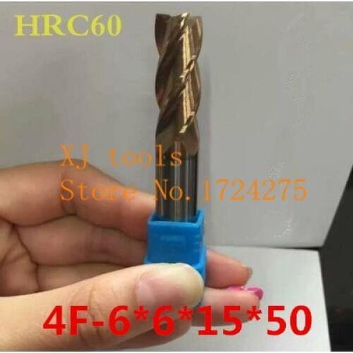 Free Delivery HRC60 4F-6.0*6*15*50 Superior quality Solid Carbide End Mill CNC Milling Cutter Tool Bits For Steel Milling