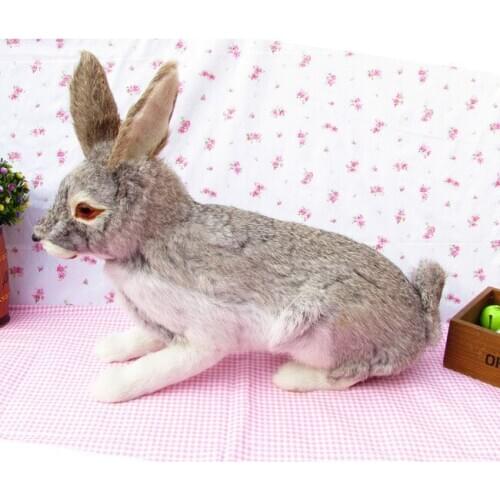 Big lovely simulation rabbit toy resin&fur gray rabbit doll gift about 44 x15x35cm 2427