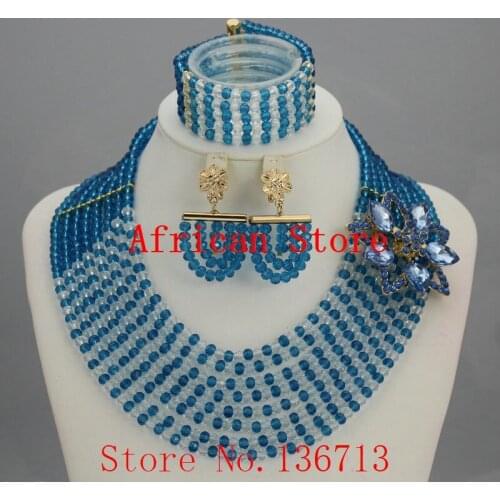 Fashion Costume Bridal Imitation Pearl Nigerian Wedding African Beads Jewelry Set Crystal Indian Necklace and Earring set L194
