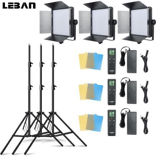 Godox 3pcs LED1000W 5600K Continuous Light Kit with 3pcs 2.8M Light Stand for Photography Wedding Childrens Video Shooting