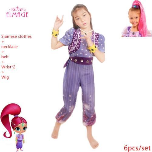 Childrens day Shimmer and Shine Boxed Shimmer Dress Up Set Pre School Costume cosplay costumes Girls Outfit Halloween clothes