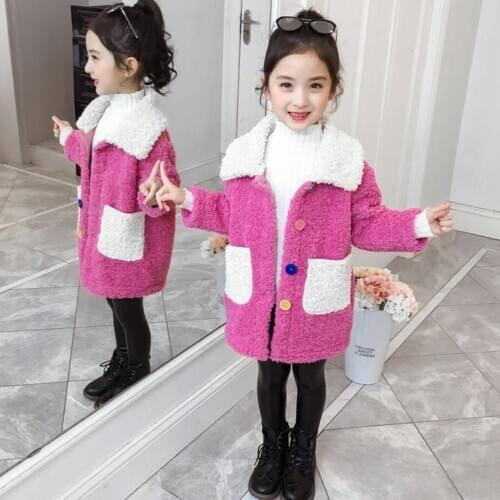 New Sale Baby Girls Autumn Winter Jackets Lambswool Coats Kids Warm Fleece Children Outerwear Girls Loose Girls Coats 3 Colors