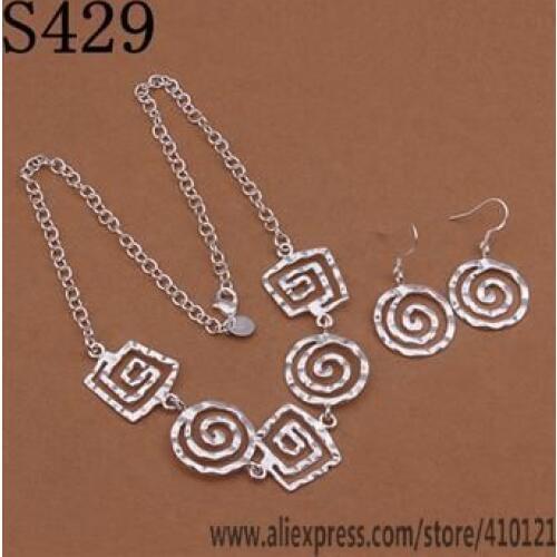 S429 Hot Sale Silver Color Fine Jewelry Sets,Wholesale Fashion Jewelry Elegant Charms Fashion Set Necklace Earring /dizamaga