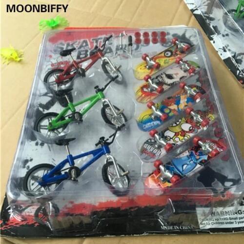 8PCS/Set Mini Fingerboard finger skateboard and bmx bike toy for children kids skate boards scooter FSB fun Novelty bicycle gift