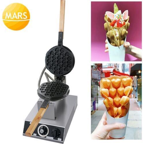 Ice Cream Egg Waffle Maker Heart-shaped Eggettes Puff Iron Baker 110V 220V Bubble Waffle Cone Maker Hong Kong Egg Waffle Machine