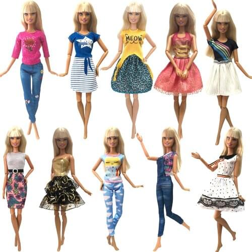 NK 10 Pcs/Set Newest Doll Casual Daily Set Fashion Clothes For Barbie Accessories Doll Noble Clothing Best Child Girl Gift 4X