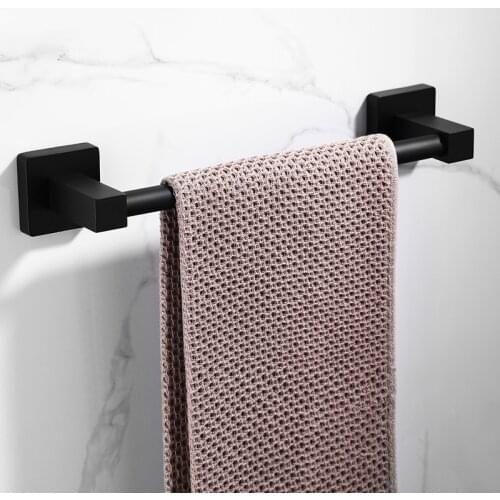 Bathroom Black Towel Rack Wall-mounted Black Toilet Space Aluminum Towel BarStorage Rail Shelf Bathroom Accessories Decoration