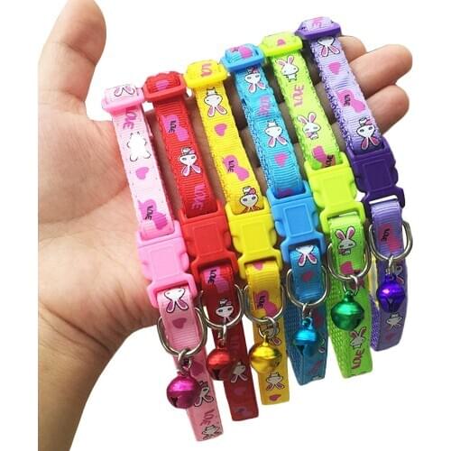 Dog Collars Pet Cat Puppy Color Buckle Nylon Collar W/Bell Wholesale