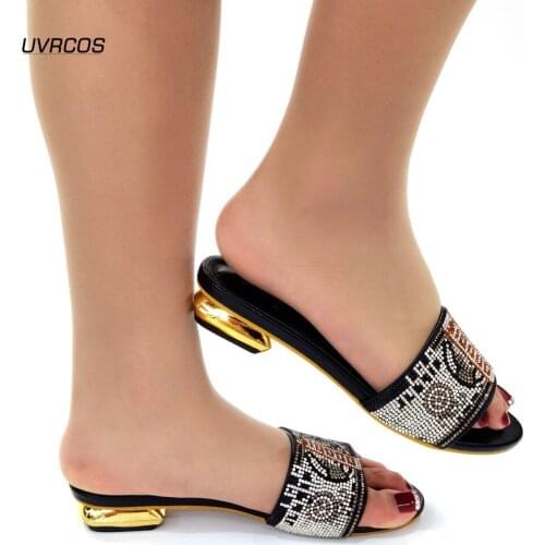 New Arrivals for The Party Italian Womens Shoes African Ladies Single Shoes Decorated with Rhinestones Nigerian Wedding Pumps