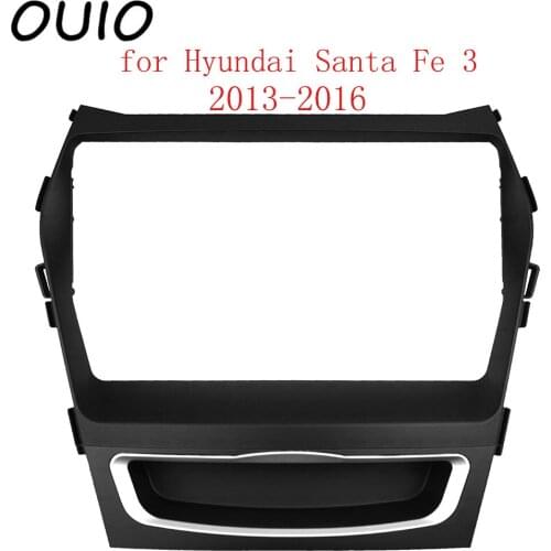 OUIO 9 inch car dashboard Double Din DVD frame decoration kit dashboard panel suitable for Hyundai Santa Fe 3 2013-2016 frame