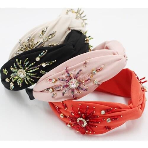 Fashion casual fabric headband New fashion baroque palace style color rhinestone crystal headband ladies hair accessories 853