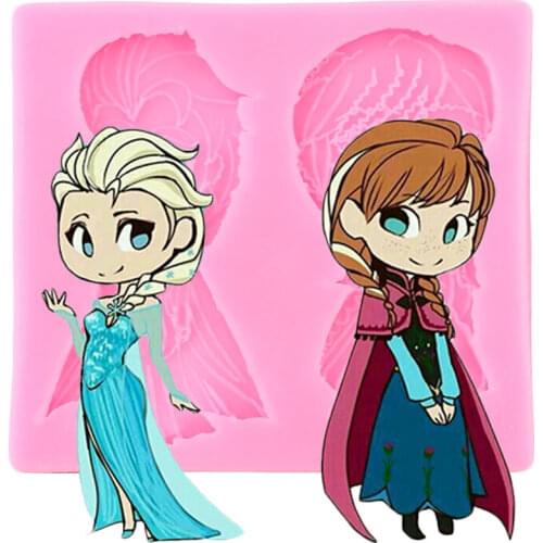 Disney Frozen Princess Anna Elsa Silicone Mold Baby Birthday Fondant Cake Decorating Tools Cupcake Baking Candy Chocolate Moulds