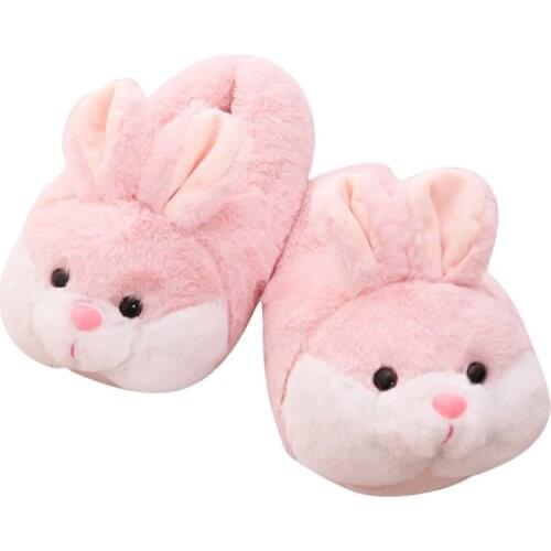 Cute Bunny Bag Heel Plush Slippers Winter Warm Animal Slippers Furry Pink Color Home Slippers Suitable for Women Girls