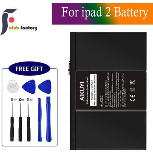 Club factory Replacement Battery for iPad 2 Battery Replacement with Repair Tools Kit, 0 Cycle - 6930mAh Li-ion Replacement