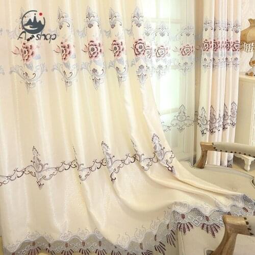 Modern Simple Luxurious Atmospheric High-end Pastoral Embroidery Semi-shading Included Curtains for Living dining room bedroom