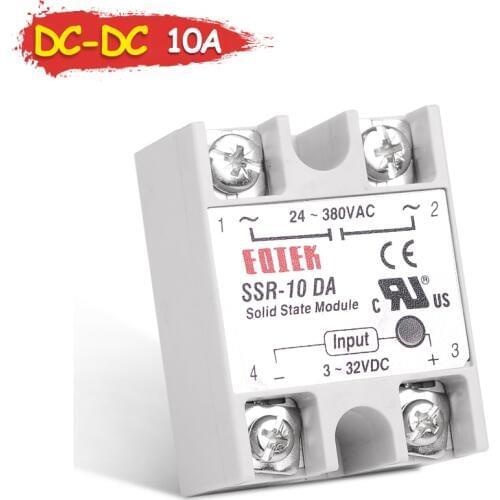 SSR-10DA Solid State Relay 10A Single Phase SSR Module 10DA DC-AC 3-32V 12V DC to 24-380V 220V AC for Temperature Controller