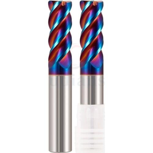 HRC65 4blade tungsten steel round nose milling cutter Carbide bull nose end mill R Angle Blue Nano CNC Lathe Harden milling Tool