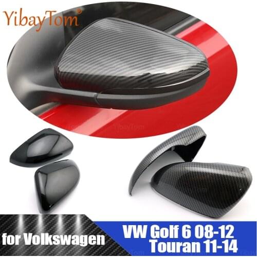 2pcs Carbon Fiber Pattern for Volkswagen VW Golf 6 2008-2012 Touran 2011-2014 Side Mirror Cover Caps Shell Rearview Accessories