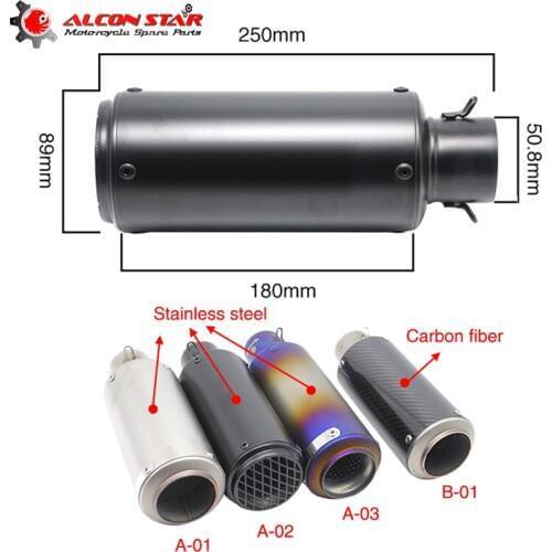 Alconstar Motorcycle Exhaust 51mm Muffler Carbon Fiber Muffer With Universal For Most GP Escape Dirt Bike Motorbike