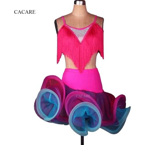 Sexy Latin Dance Dress Women Latina Competition Dresses Tassels Fringed Dress Salsa Costumes Customize D0193 Fluffy Hem