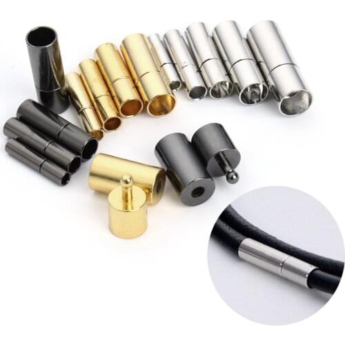 Gold Silver Gunblack 2mm/2.5mm/3mm/5mm Brass Metal Crimp Beads Rope Leather Cord End Caps for Jewelry Bracelet Making