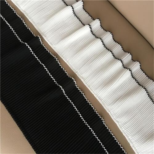 1 Meter 2 Layers Black/White Chiffon Ruffled Lace Trim Soft Drape DIY Handmade Sewing lace Material 13cm Wide