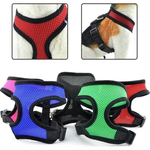 1PC Adjustable Soft Breathable Dog Harness Nylon Mesh Vest Harness For Dogs Puppy Collar Cat Pet Dog Chest Strap Leash