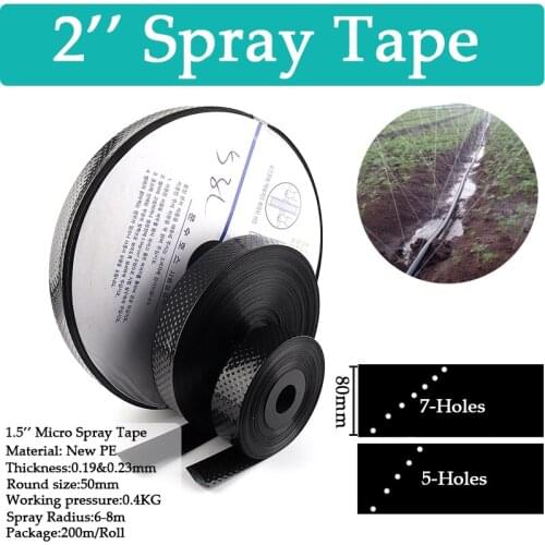 10~50m 2'' Φ50mm New PE Micro Spray Tape Under Membrane Film Agricultural Irrigation Soft Hose Greenhouse Lawn Watring Tube