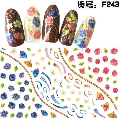10 sheets mixed designs beauty adhesive manicure decals Nail Art decorations Stickers nail supplies tool accessories F241-250