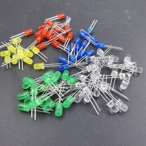 100Pcs/lot 5 Colors F3 3MM Round LED Assortment Kit Ultra Bright Water Clear Green/Yellow/Blue/White/Red Light Emitting Diode