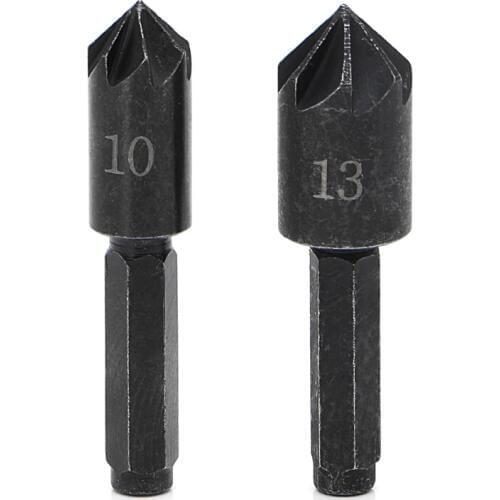 2Pcs 1/4" Hex Shank 7 Flute Countersink Drill Bit Counter Sink Chamfer Cutter