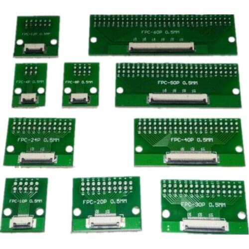2PCS FPC/FFC Flat Cable Transfer Plate DIP DIY 0.5 mm Spacing Connector 6P 8P 10P 12P 20P 24 30P 40P 50P 60P 0.5 Change 2.54MM