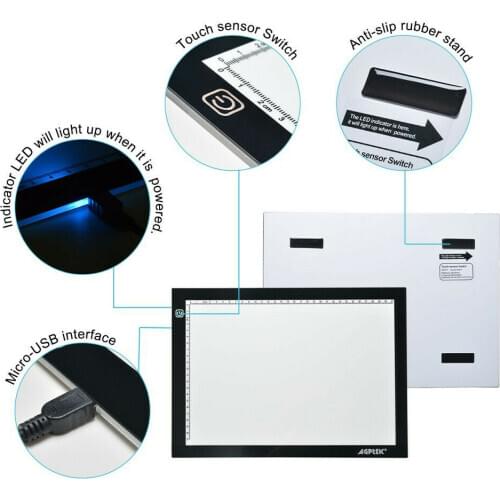 A3 / A 4 Led Lightpad Diamond Painting Led Light Box Tracker With Battery Case, Bag, Light box For Artists Drawing Sketches Anim