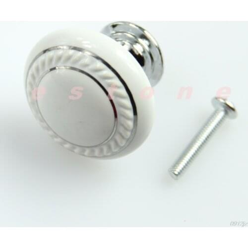 Ceramic Crystal Glass White Door Knob Drawer Cabinet Kitchen Wardrobe Handle New C90A New Drop ship