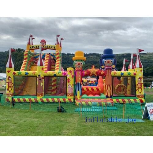 Free ship to sea port! circus clown inflatable slide,jumper house, combo playground slide and house inflatable funcity