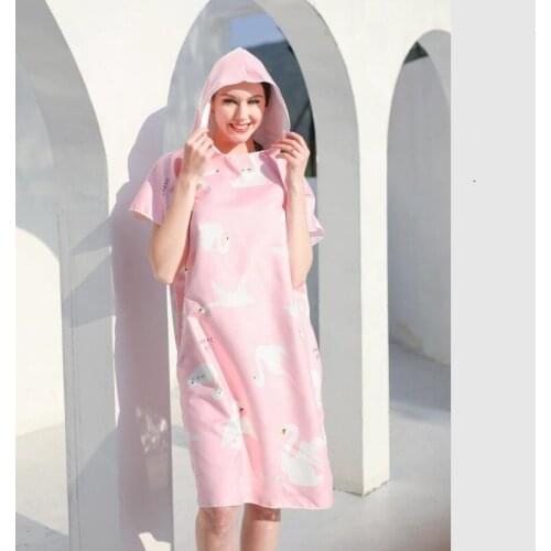 New style quick-dry beach robe hooded bath towel cape double-sided velvet cape for men and women surf robe